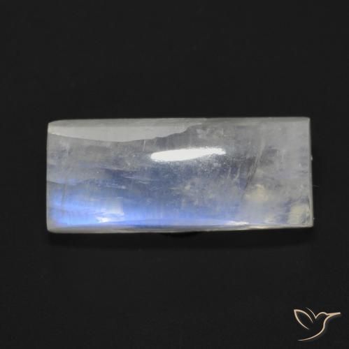 7.87ct Natural Branco azulado Pedra da Lua Arco-Íris, baguete, Transparente