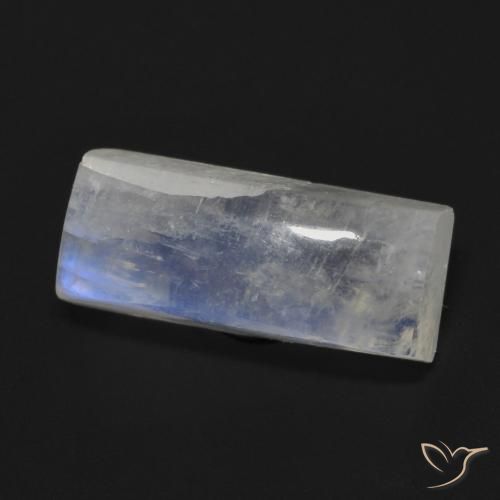 Pedra da Lua Arco-Íris Branco azulado Natural 7.87ct, baguete, Transparente