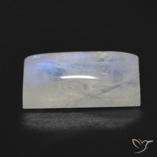 Pedra da Lua Arco-Íris Branco azulado Natural 7.87ct, baguete, Transparente