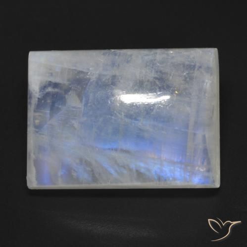 13.18ct Natural Branco azulado Pedra da Lua Arco-Íris, baguete, Transparente