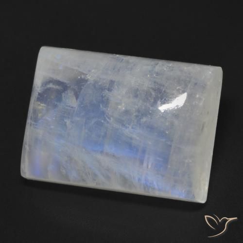 Pedra da Lua Arco-Íris Branco azulado Natural 13.18ct, baguete, Transparente
