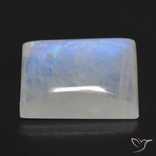 Pedra da Lua Arco-Íris Branco azulado Natural 13.18ct, baguete, Transparente