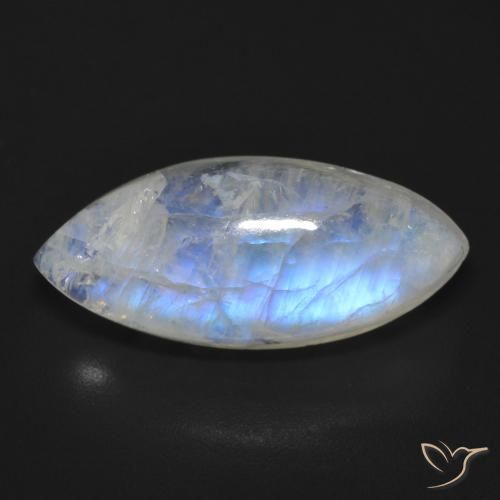11.83ct Natural Branco azulado Pedra da Lua Arco-Íris, Marquesa, Transparente