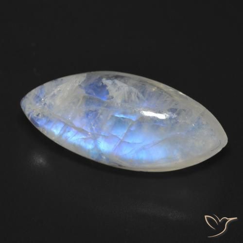 Pedra da Lua Arco-Íris Branco azulado Natural 11.83ct, Marquesa, Transparente