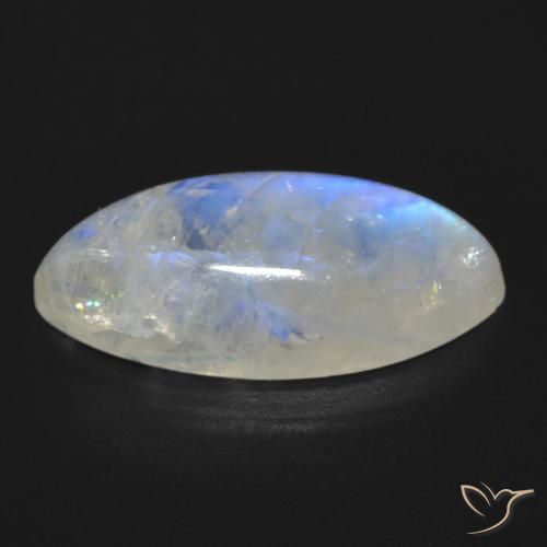 Pedra da Lua Arco-Íris Branco azulado Natural 11.83ct, Marquesa, Transparente