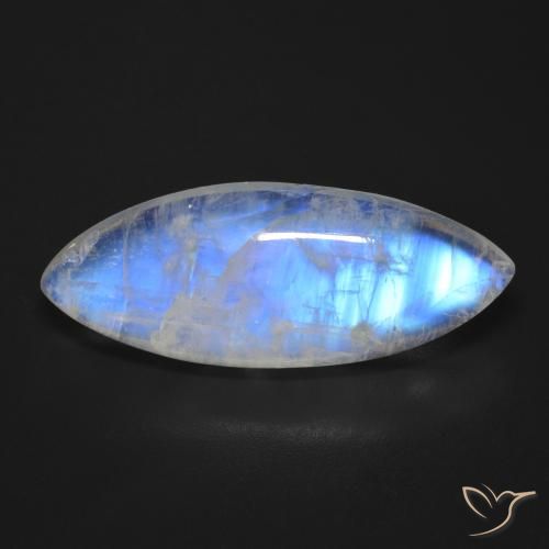 17.01ct Natural Branco azulado Pedra da Lua Arco-Íris, Marquesa, Transparente