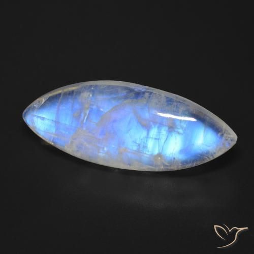 Pedra da Lua Arco-Íris Branco azulado Natural 17.01ct, Marquesa, Transparente