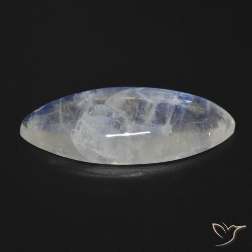 Pedra da Lua Arco-Íris Branco azulado Natural 17.01ct, Marquesa, Transparente