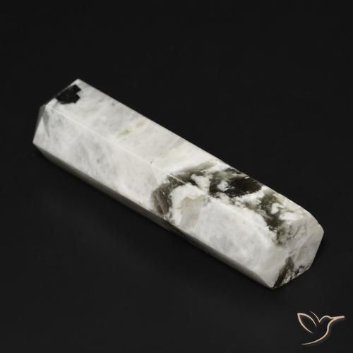 Pedra da Lua Arco-Íris branco com preto Natural 49.65ct, Chique, Opaco