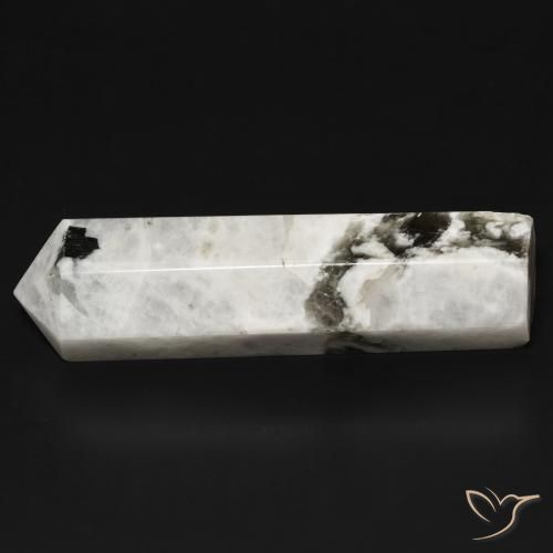 Pedra da Lua Arco-Íris branco com preto Natural 49.65ct, Chique, Opaco