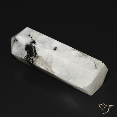 Pedra da Lua Arco-Íris branco com preto Natural 43.87ct, Chique, Opaco