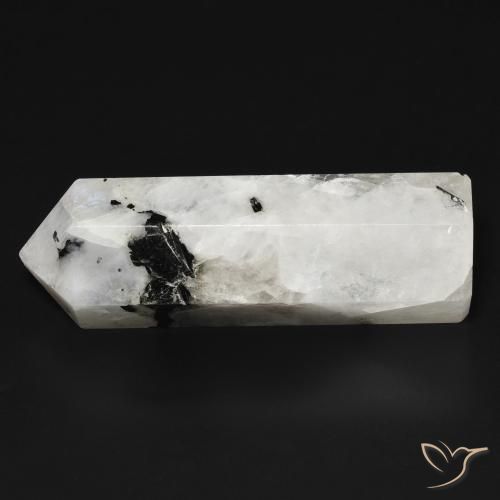 Pedra da Lua Arco-Íris branco com preto Natural 43.87ct, Chique, Opaco