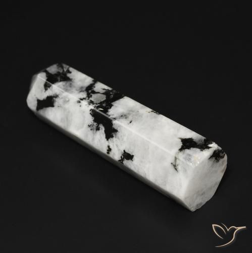 Pedra da Lua Arco-Íris branco com preto Natural 45.18ct, Chique, Opaco