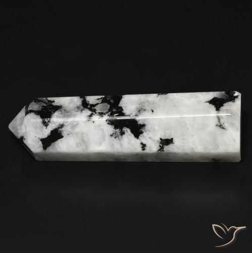 Pedra da Lua Arco-Íris branco com preto Natural 45.18ct, Chique, Opaco