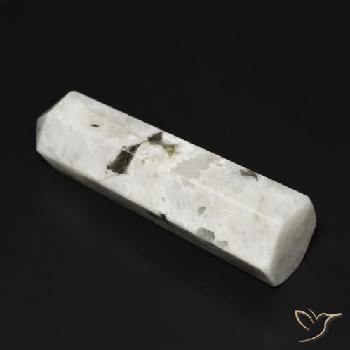 Pedra da Lua Arco-Íris branco com preto Natural 41.14ct, Chique, Opaco