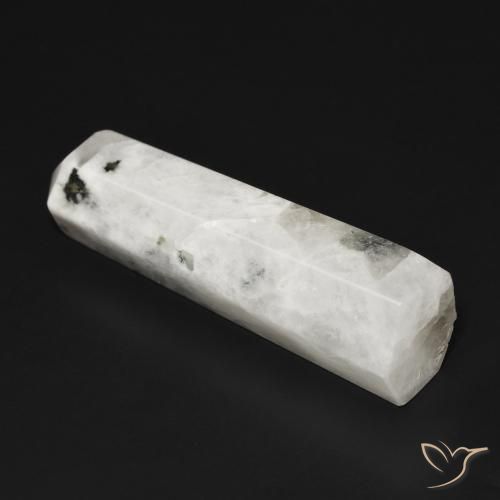 Pedra da Lua Arco-Íris branco com preto Natural 25.91ct, Chique, Opaco