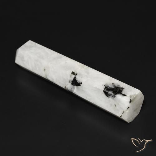 Pedra da Lua Arco-Íris branco com preto Natural 41.23ct, Chique, Opaco
