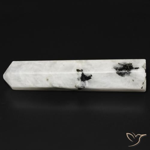 Pedra da Lua Arco-Íris branco com preto Natural 41.23ct, Chique, Opaco