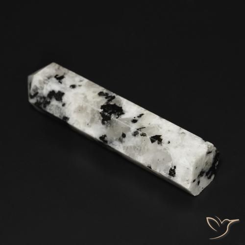Pedra da Lua Arco-Íris branco com preto Natural 34.49ct, Chique, Opaco