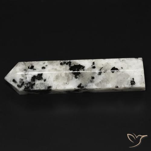 Pedra da Lua Arco-Íris branco com preto Natural 34.49ct, Chique, Opaco
