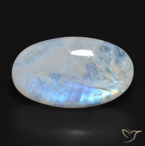 37.92ct Natural Branco azulado Pedra da Lua Arco-Íris, oval, Translúcido