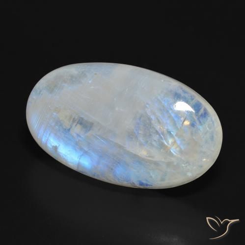 Pedra da Lua Arco-Íris Branco azulado Natural 37.92ct, oval, Translúcido