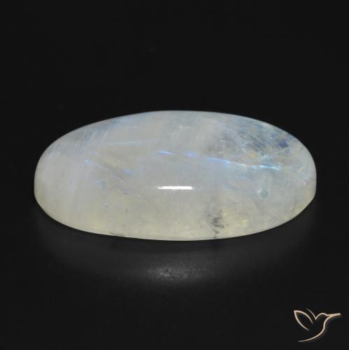 Pedra da Lua Arco-Íris Branco azulado Natural 37.92ct, oval, Translúcido