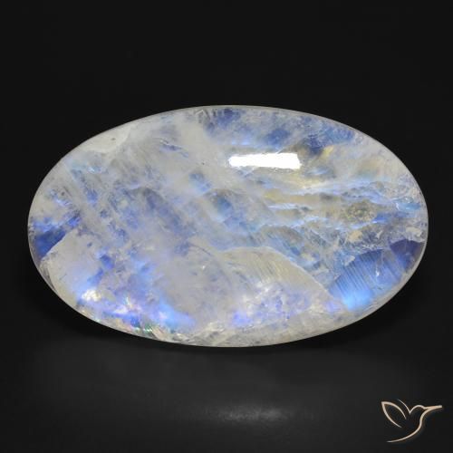 46.21ct Natural Branco azulado Pedra da Lua Arco-Íris, oval, Translúcido