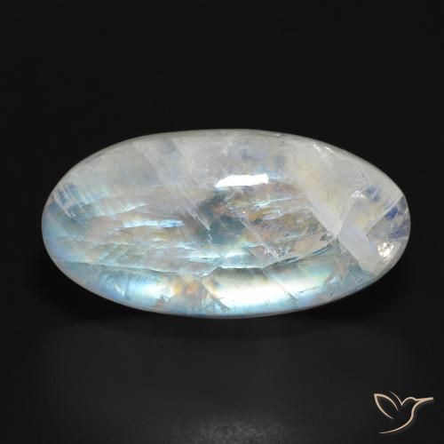 26.98ct Natural Branco azulado Pedra da Lua Arco-Íris, oval, Translúcido