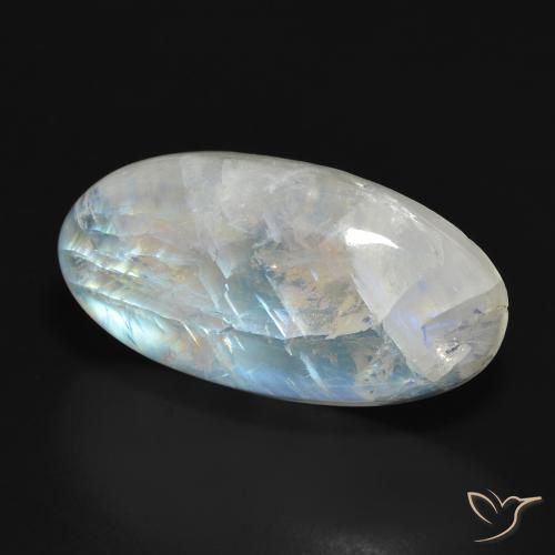 Pedra da Lua Arco-Íris Branco azulado Natural 26.98ct, oval, Translúcido