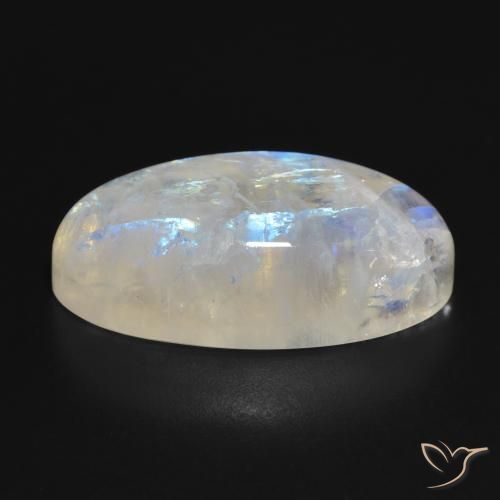 Pedra da Lua Arco-Íris Branco azulado Natural 26.98ct, oval, Translúcido