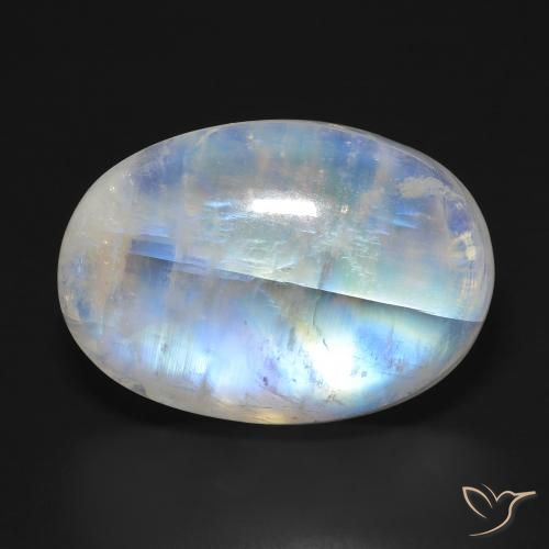 33.97ct Natural Branco azulado Pedra da Lua Arco-Íris, oval, Translúcido
