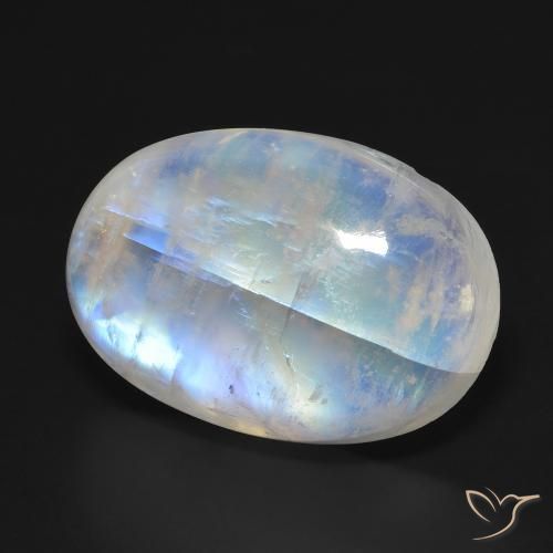 Pedra da Lua Arco-Íris Branco azulado Natural 33.97ct, oval, Translúcido