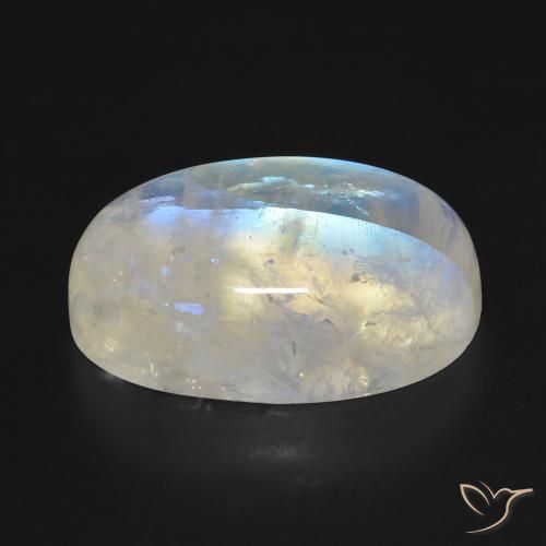 Pedra da Lua Arco-Íris Branco azulado Natural 33.97ct, oval, Translúcido