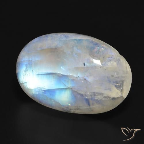 Pedra da Lua Arco-Íris Branco azulado Natural 19.90ct, oval, Translúcido