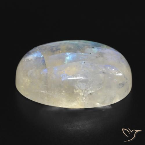 Pedra da Lua Arco-Íris Branco azulado Natural 19.90ct, oval, Translúcido