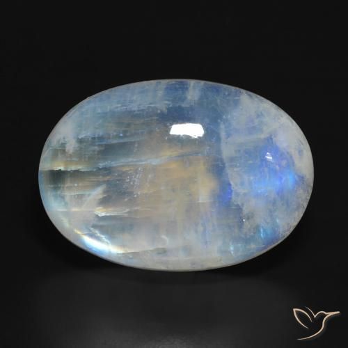 19.81ct Natural Branco azulado Pedra da Lua Arco-Íris, oval, Translúcido