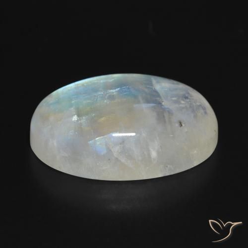 Pedra da Lua Arco-Íris Branco azulado Natural 19.81ct, oval, Translúcido