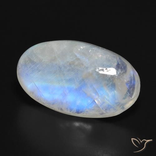 Pedra da Lua Arco-Íris Branco azulado Natural 16.92ct, oval, Translúcido
