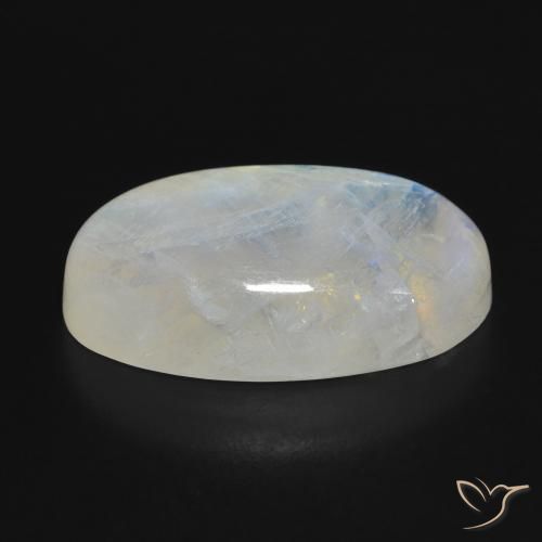 Pedra da Lua Arco-Íris Branco azulado Natural 16.92ct, oval, Translúcido