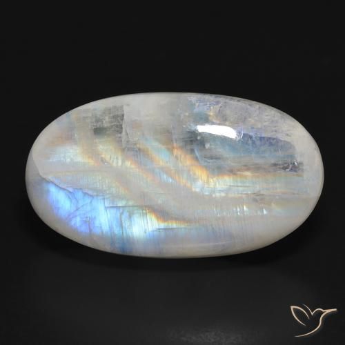 32.92ct Natural Branco azulado Pedra da Lua Arco-Íris, oval, Translúcido