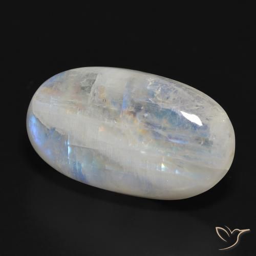 Pedra da Lua Arco-Íris Branco azulado Natural 32.92ct, oval, Translúcido