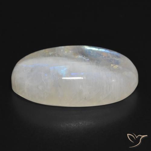Pedra da Lua Arco-Íris Branco azulado Natural 32.92ct, oval, Translúcido