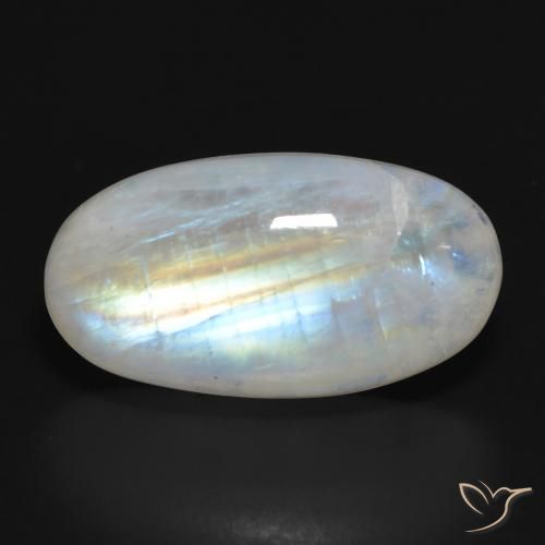 19.45ct Natural Branco azulado Pedra da Lua Arco-Íris, oval, Translúcido