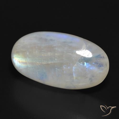Pedra da Lua Arco-Íris Branco azulado Natural 19.45ct, oval, Translúcido