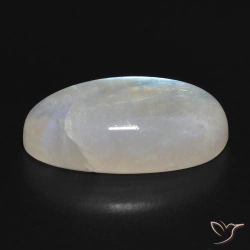 Pedra da Lua Arco-Íris Branco azulado Natural 19.45ct, oval, Translúcido