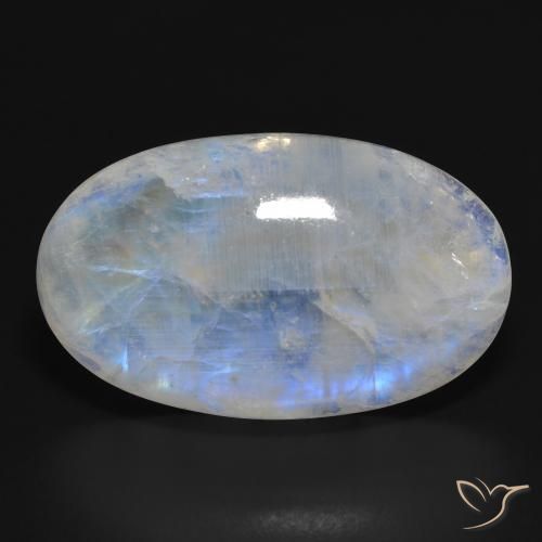 33.87ct Natural Branco azulado Pedra da Lua Arco-Íris, oval, Translúcido