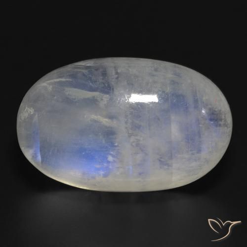 32.27ct Natural Branco azulado Pedra da Lua Arco-Íris, oval, Translúcido