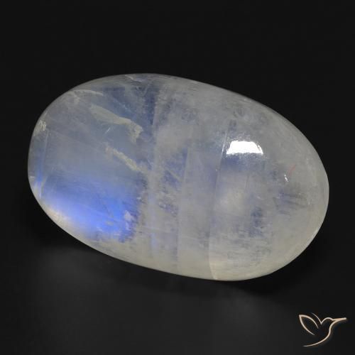 Pedra da Lua Arco-Íris Branco azulado Natural 32.27ct, oval, Translúcido