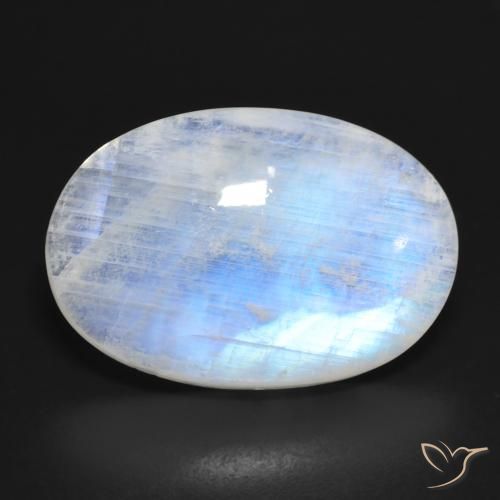 Pedra da lua arco-íris branco natural 16,62ct, corte oval, translúcido